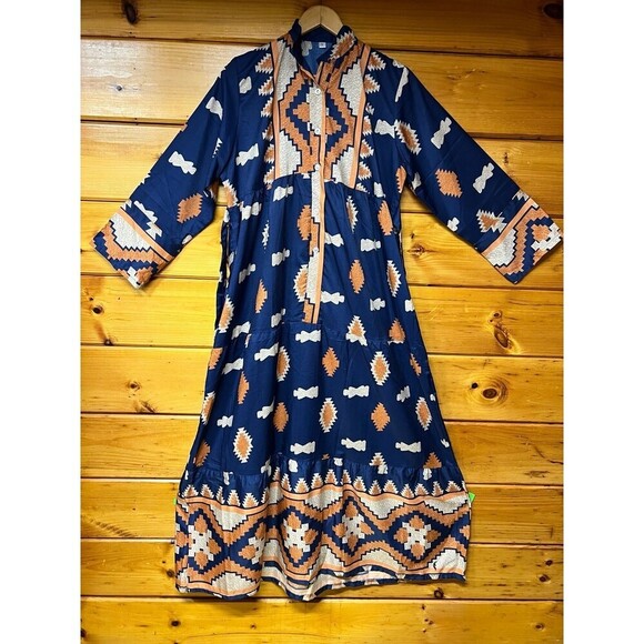 Women’s Long Sleeve Casual Bohemian Maxi Dress M/L - Picture 1 of 5